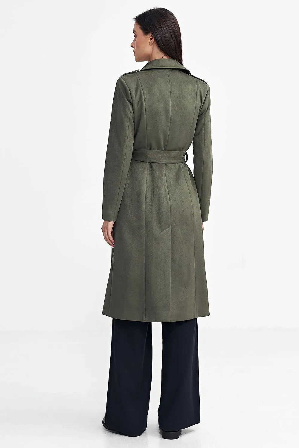 Classic Above Knee Coat in Olive Green