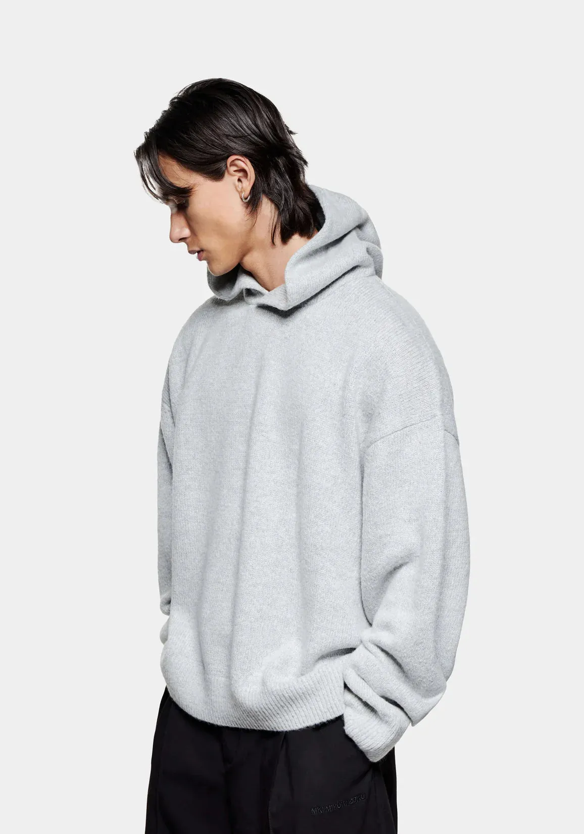 Oversized Fit Mohair Blend Knit Hoodie