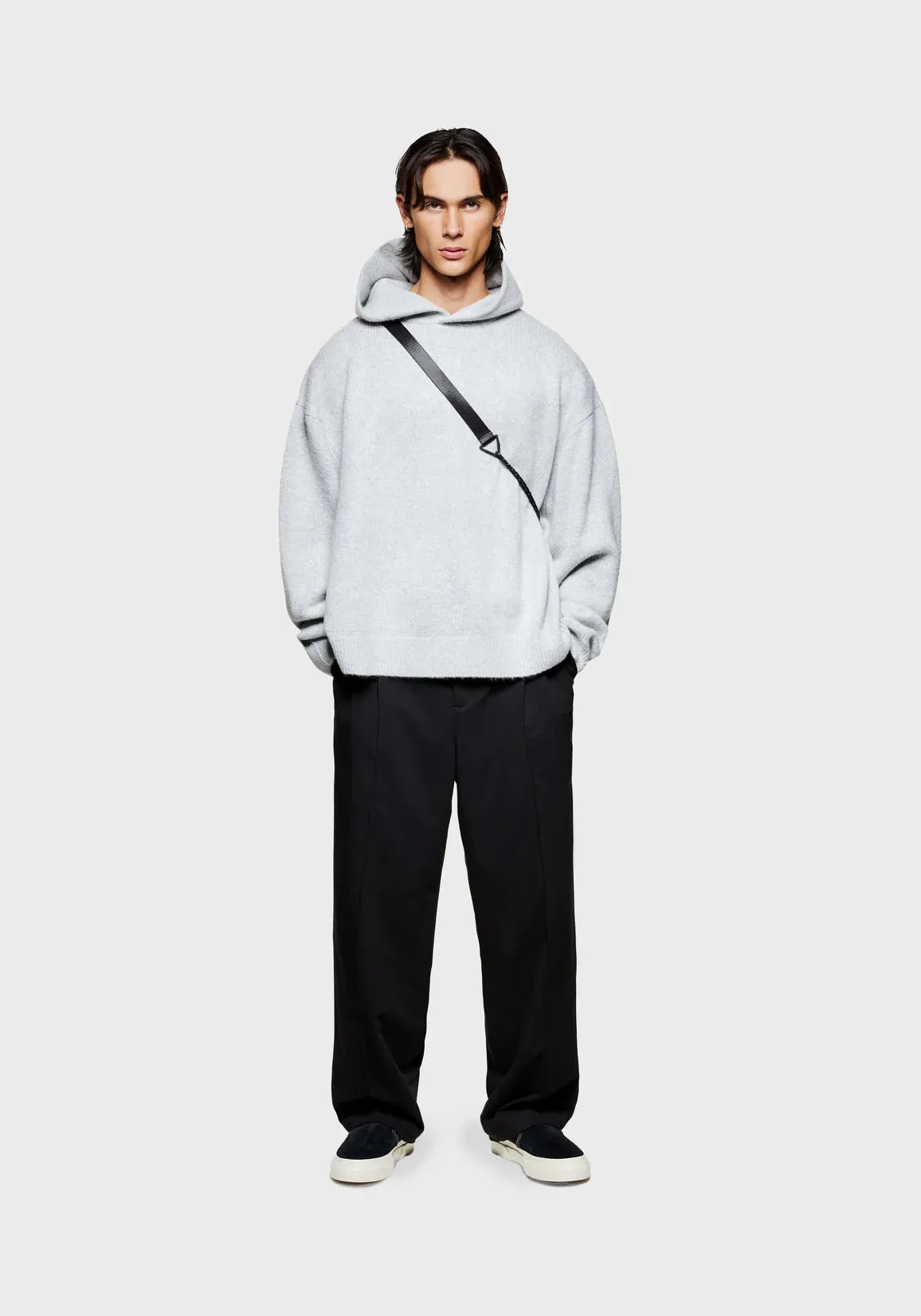 Oversized Fit Mohair Blend Knit Hoodie