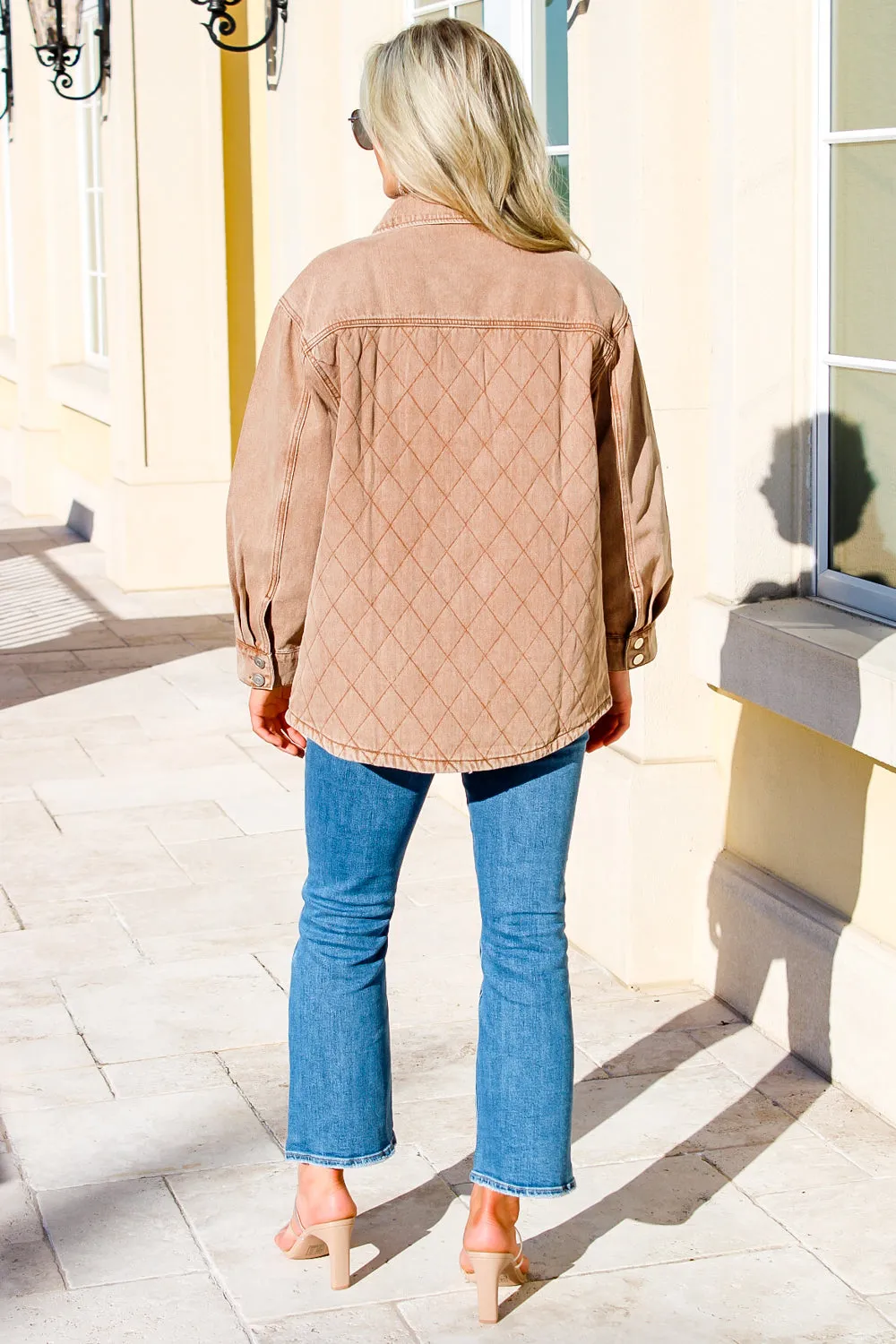 Stay Cozy Quilted Button Down Jacket - Camel